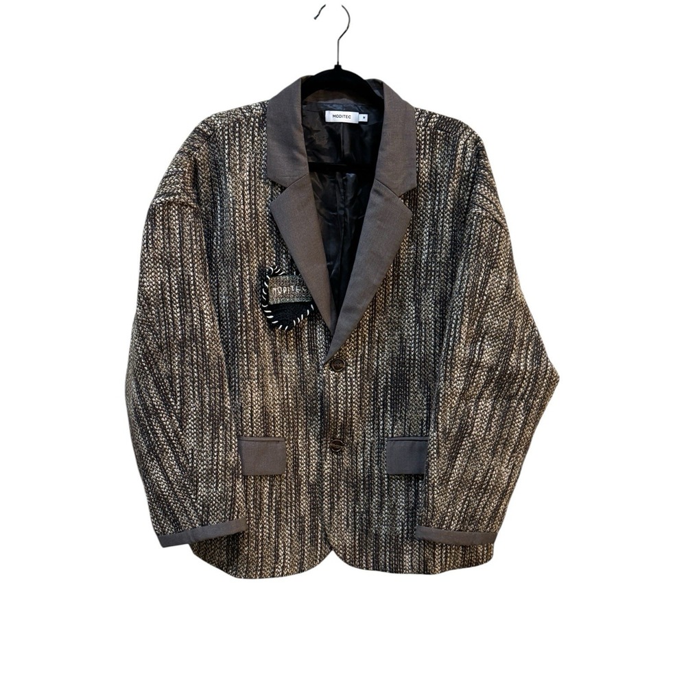 Moditec Tweed Blazer‎ Jacket Browns Size Medium Textured